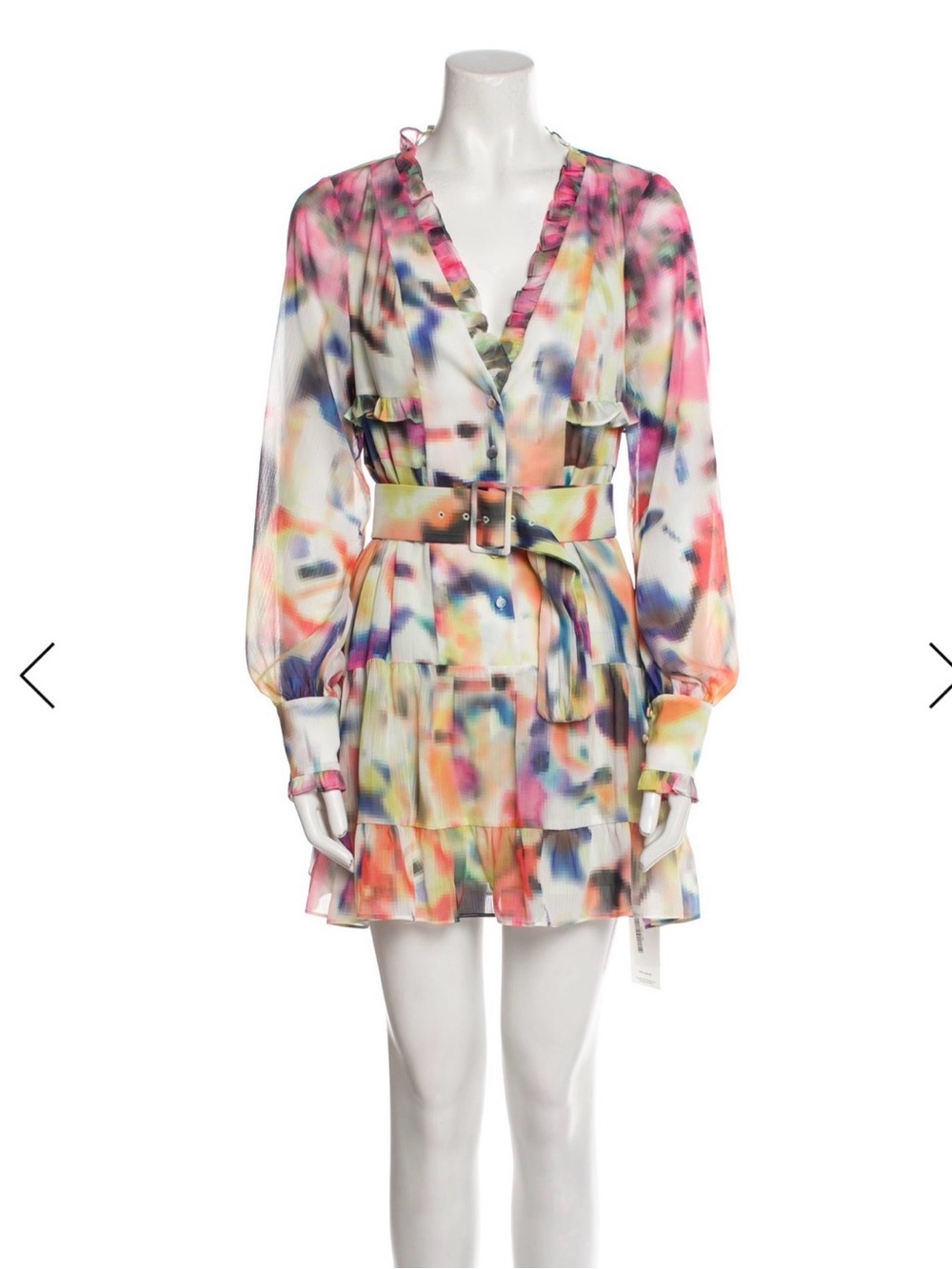 Alexis Multicolor Watercolor Strap Top with Gold Logo